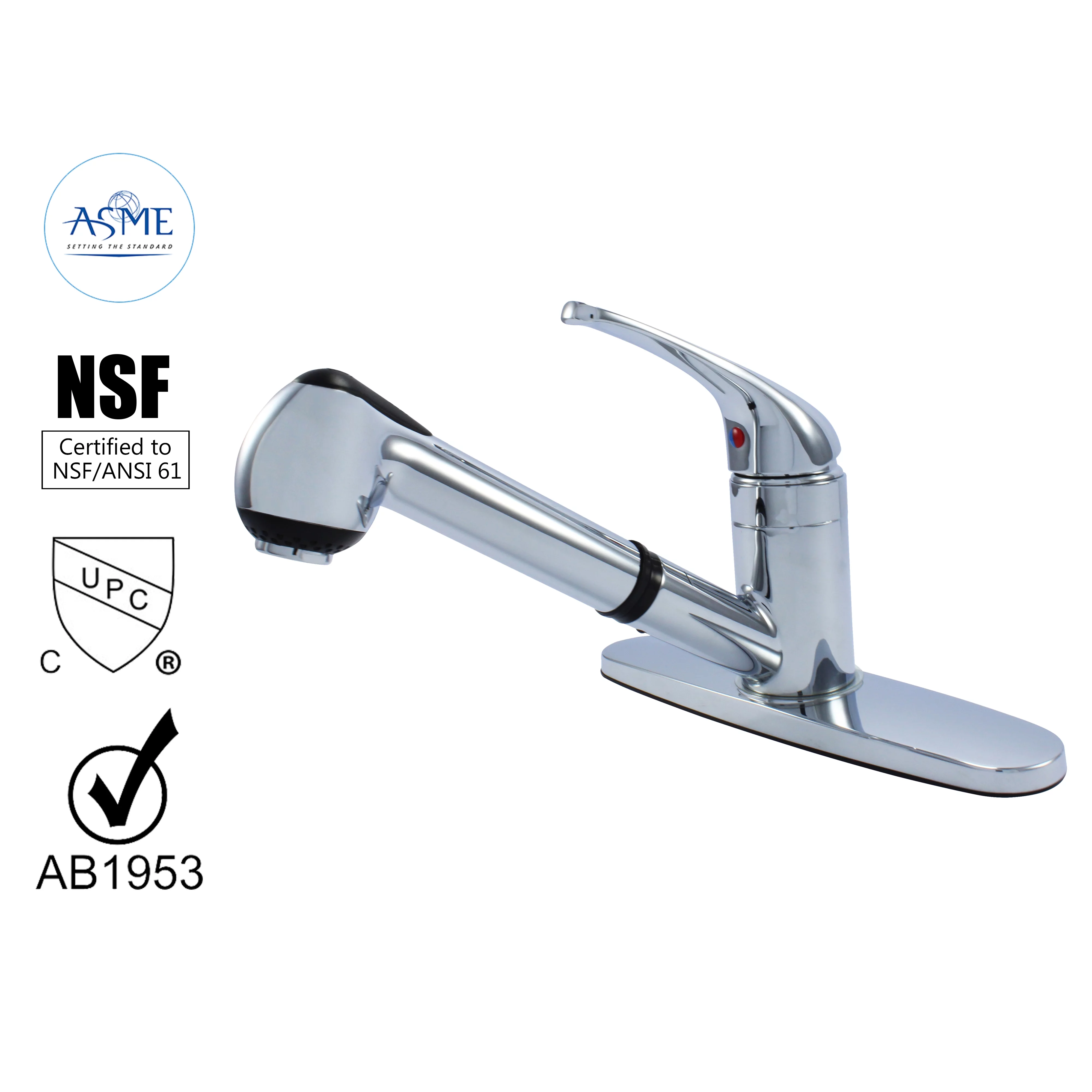 WMF-8348ZM-CP - Hybrid Metal Deck Kitchen Sink Faucet Single Handle, Ceramic Cartridge with Pull Out Sprayer