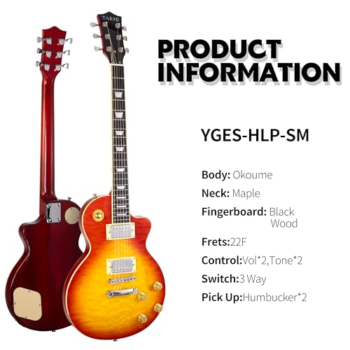 TARIO Electric Guitar cherryburst semi hollowbody quilted maple top Okoume Body Maple Neck with Bag