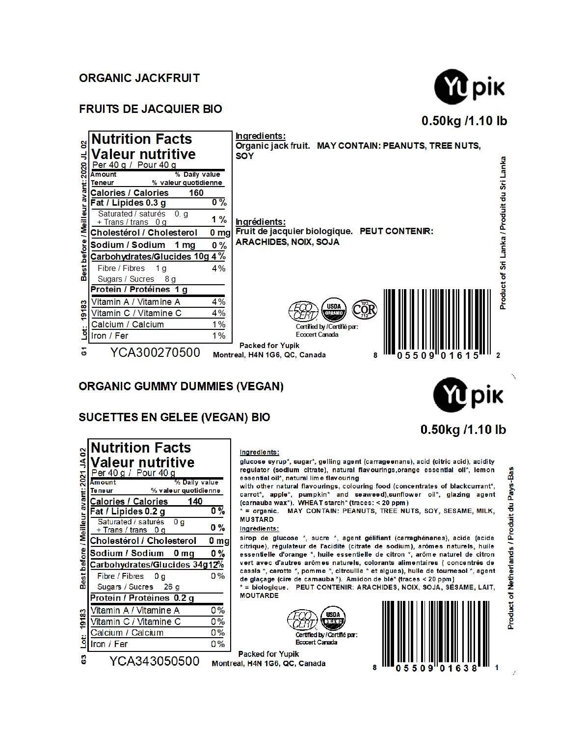 Yupik Organic Jackfruit, 1Lb - 16 Oz, Soft & Chewy Dried Fruit, Vegan, Gmo-Free, Vegetarian, Gluten-Free,Orange