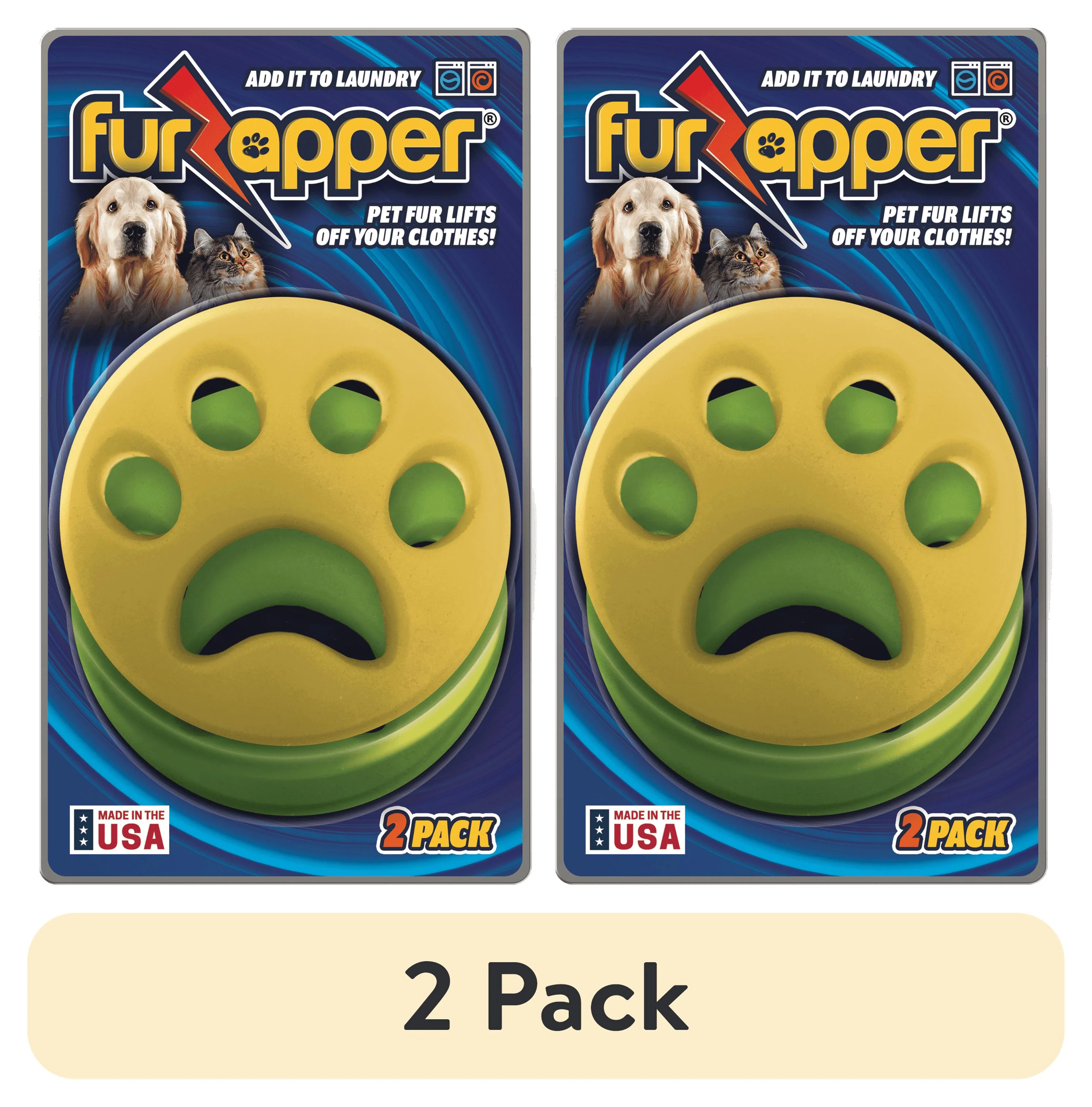(2 pack) FurZapper Yellow Lint Remover, 2 Count