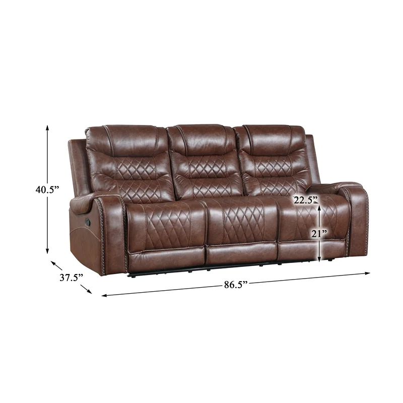 Lexicon Putnam 2-Piece Upholstered Manual Reclining Sofa Set in Brown