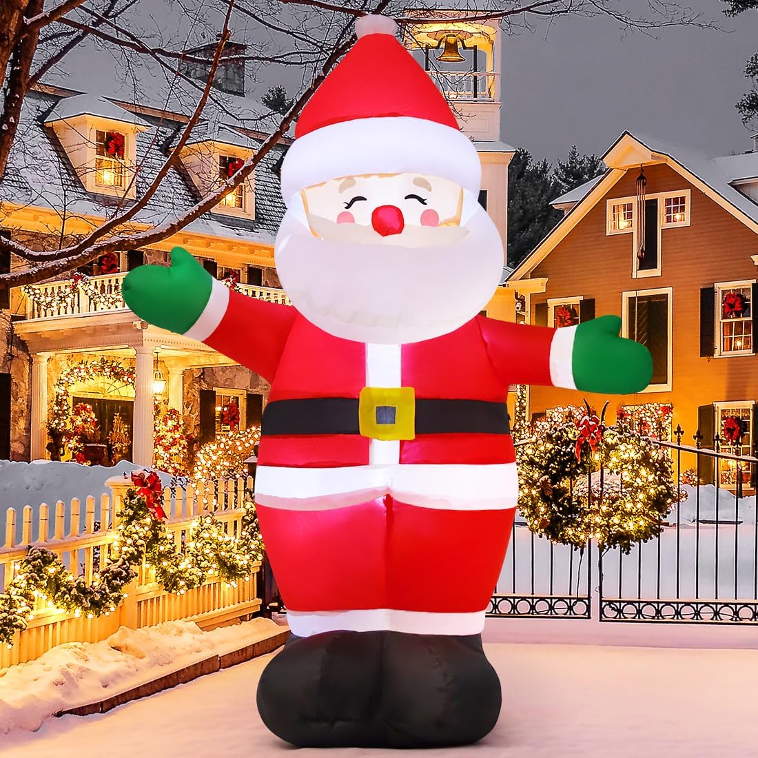 GOOSH 5 FT Christmas Inflatables Santa Claus Outdoor Decorations Blow Up Yard Standing Santa with Built-in LEDs for Holiday Party Xmas Yard Garden Lawn Decor