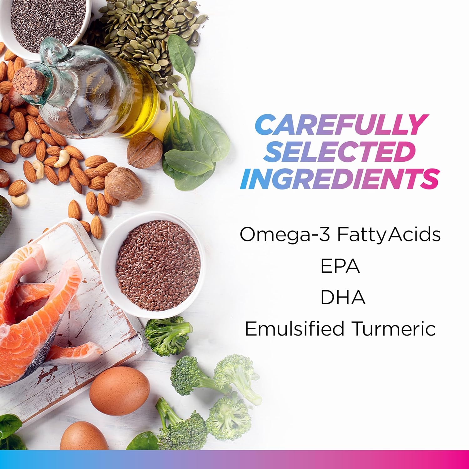 Livingood Daily Omega 3 6 9 Plus Turmeric Curcumin - Omega 3 Supplement (EPA & DHA) - Heart Health and Joint Pain Relief Supplements - 60 Softgels