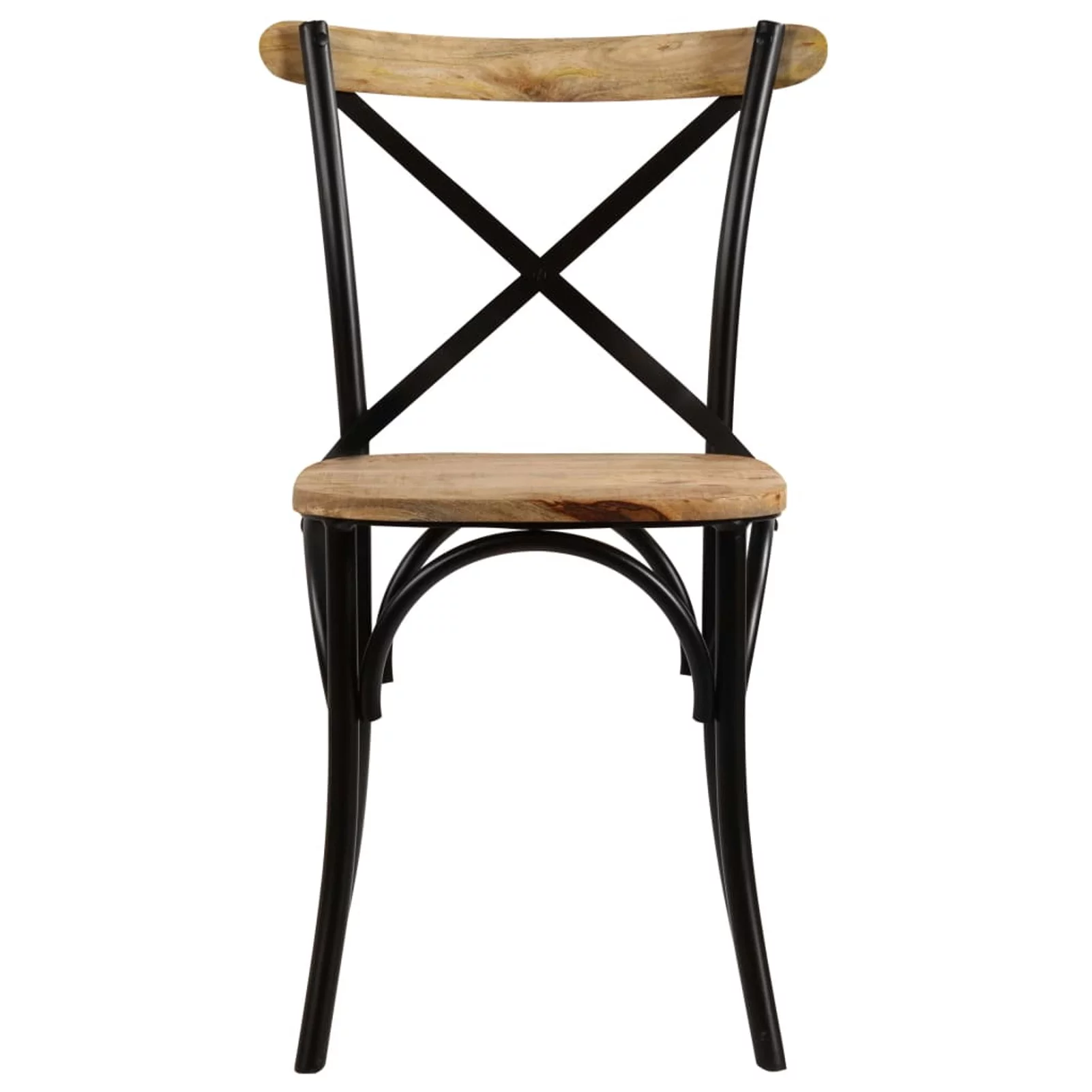 Festnight Cross Chairs 2 pcs Black Solid Mango Wood