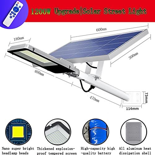 LEDF 1600W Solar Street Lights Outdoor Dusk to Dawn 80000 Lumens Solar Powered Light Motion Sensor Waterproof IP65 Security Solar Led Flood Light for Parking Lot/ Stadium/ Yard/ Garage/Garden…………