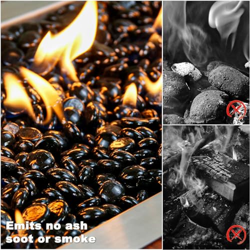 Hisencn Fire Glass Beads for Fire Pit 1/2 Inch, Cobalt Blue Fire Glass Rocks for Propane Gas Fireplace or Natural, Outdoor and Indoor Reflective Decorative Tempered Firepit Glass, 10 Pounds