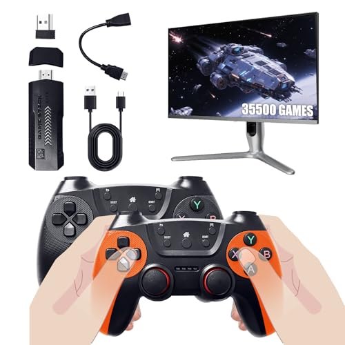 Retro Gaming Console with 35500+ Classic Games, 64GB Plug & Play TV Stick, 43 Emulators, 4K HDMI Output, Dual 2.4GHz Wireless Controllers, Plug & Play TV Video Games, Arcade Gaming Fun(64G)