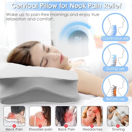 Cervical Neck Pillow for Pain Relief: Ergonomic Orthopedic Contour Pillow - Memory Foam Pillows (Butterfly)
