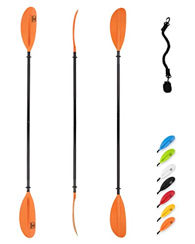 OCEANBROAD Kayak Paddle 86in/218cm, 90.5in/230cm, 95in/241cm Alloy Shaft Kayaking Boating Canoeing Oar with Paddle Leash
