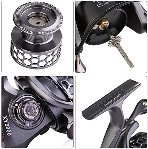 Sougayilang Fishing Reel 13+1BB Light Weight Ultra Smooth Aluminum Spinning Fishing Reel with Free Spare Graphite Spool