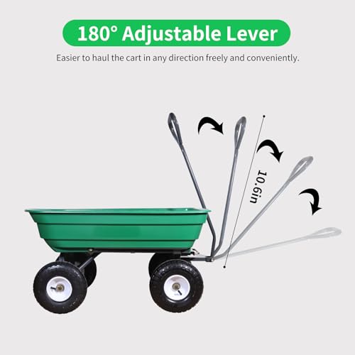 AAIN 600 Lbs Poly Garden Dump Cart,Camping Beach Wagon with 180° Rotating Handle and 10
