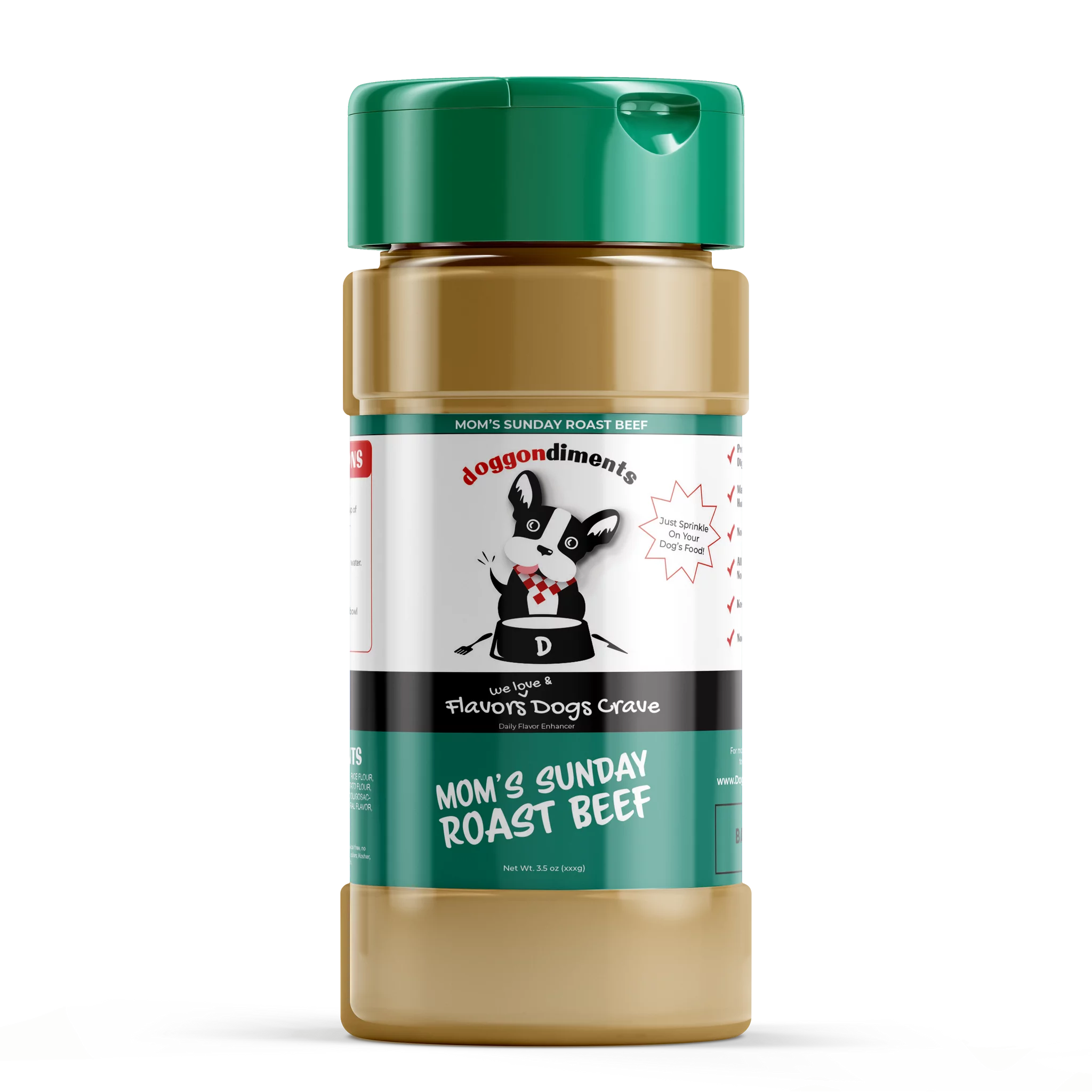 Doggondiments Mom's Sunday Roast Beef Flavor Dog Food Topper, Powder, New for Dogs