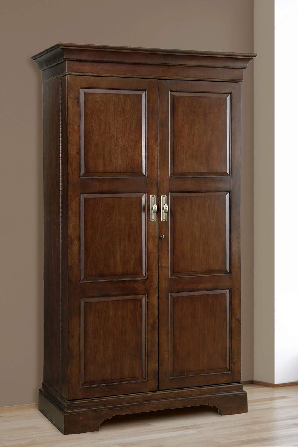 Howard Miller Sonoma II Wine & Bar Cabinet 695-065 – Cherry Bordeaux Finish, Lightly Distressed, Home Liquor Storage, Wooden Stemware Rack, 22 Bottle Wine Storage, Front Locking Doors