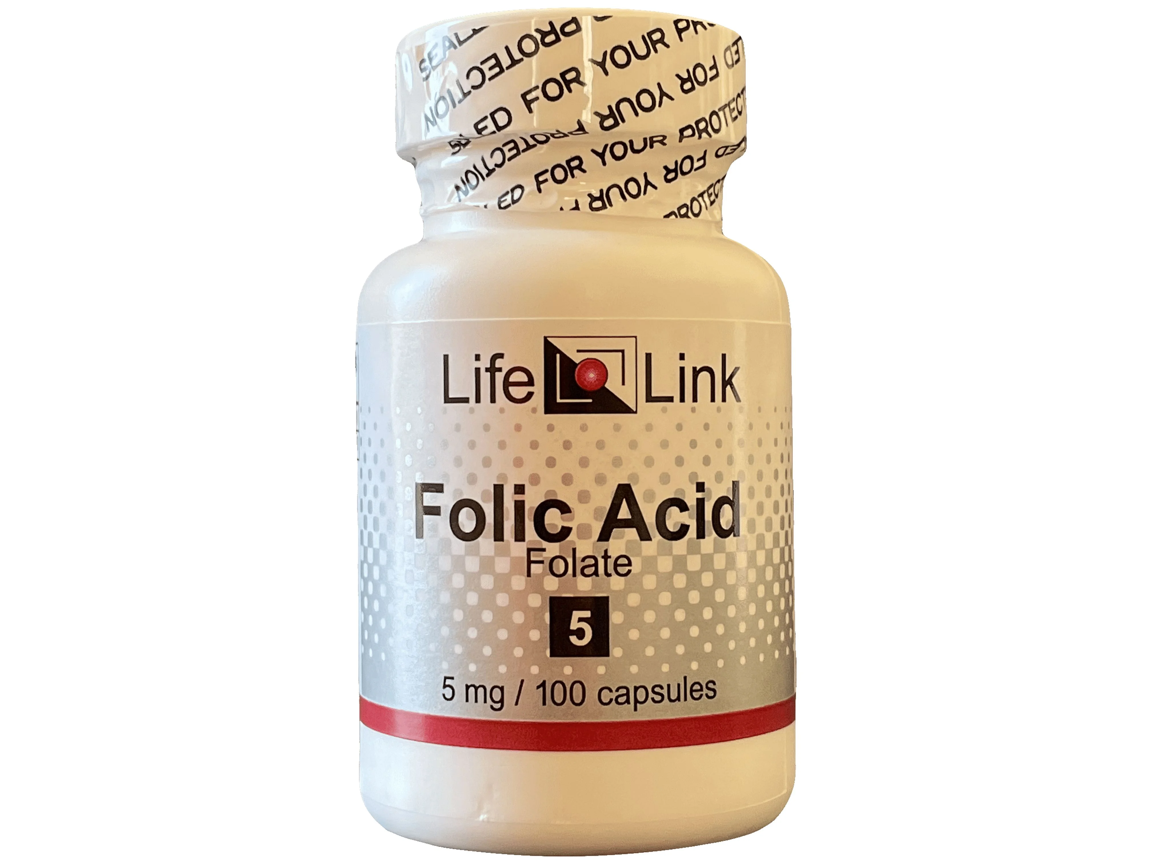 LifeLink's Folic Acid | 5 mg x 100 Capsules | Prenatal Health Support, Essential for Mom & Baby, Supports Cardiovascular Health, Encourages Growth | Gluten Free & Non-GMO | Made in the USA
