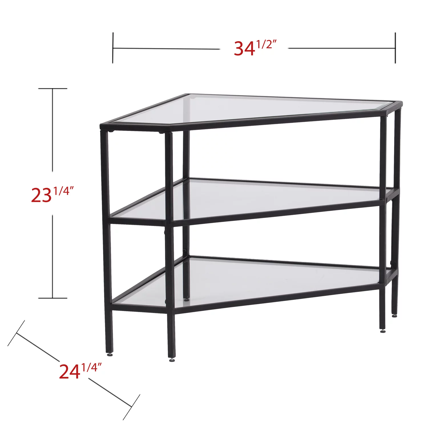 SEI Furniture Niles Metal and Glass Corner TV Stand in Sleek Black