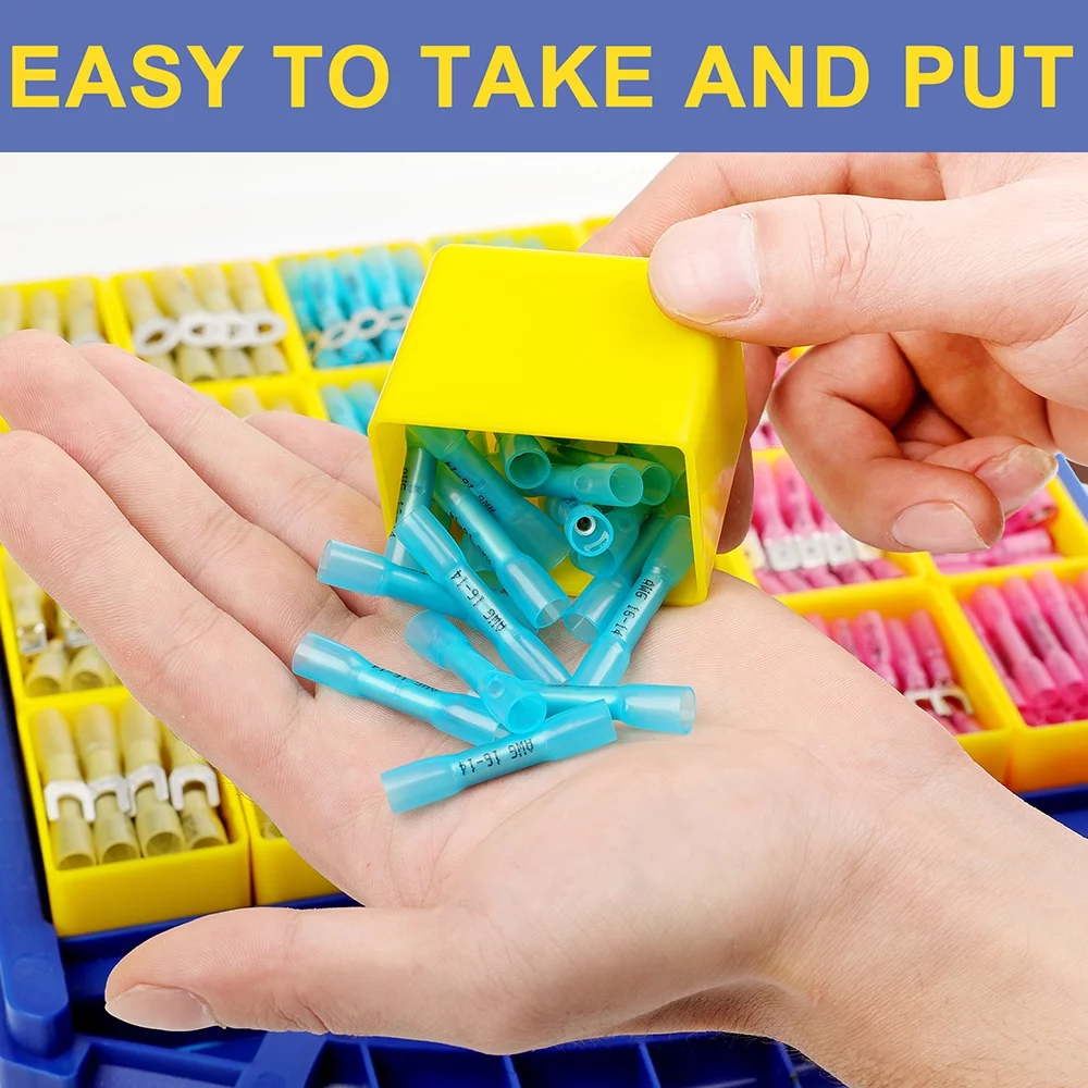 haisstronica 620PCS Marine Grade Heat Shrink Wire Connectors kit,Electrical Wire Connectors Kit with Small Parts Organizer