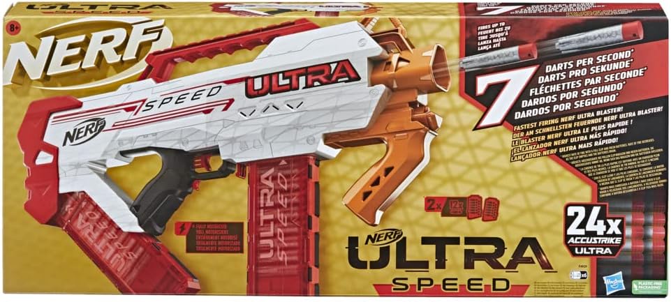 Nerf Ultra Speed Fully Motorized Blaster, Fastest Firing Ultra Blaster, 24 AccuStrike Ultra Darts, Uses Only Ultra Darts