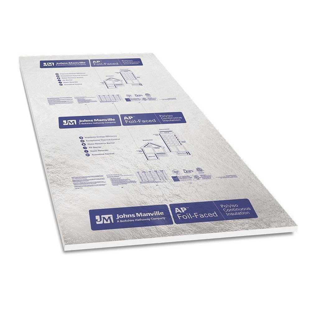 Johns Manville R-6 1-in x 4-ft x 8-ft AP Foil Faced Polyisocyanurate Board Insulation 90034729