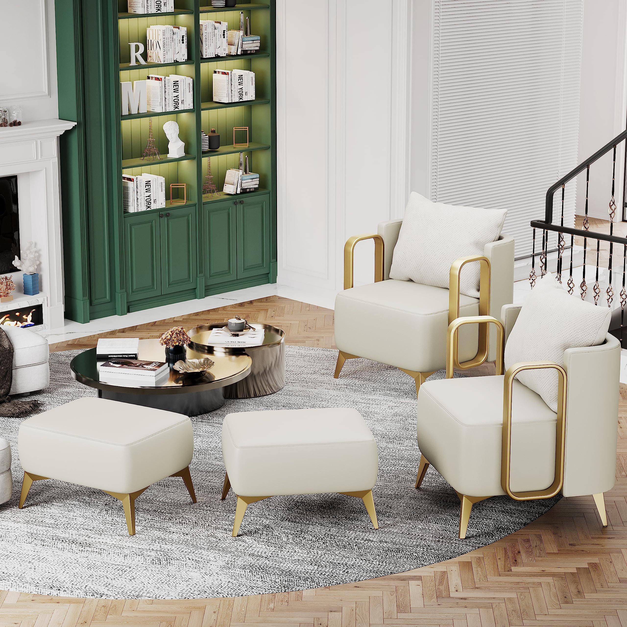 Apeaka Accent Chair with Ottoman,Velvet Upholstered Living Room Chairs Reading Single Sofa Chair