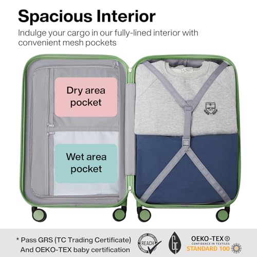 mixi Upgrade Carry on Luggage 14 Inch Underseat Personal Item Suitcases with Spinner Wheels, Hardside Rolling Suitcase PC with TSA Lock Lightweight Travel Case, Fine Grid Black