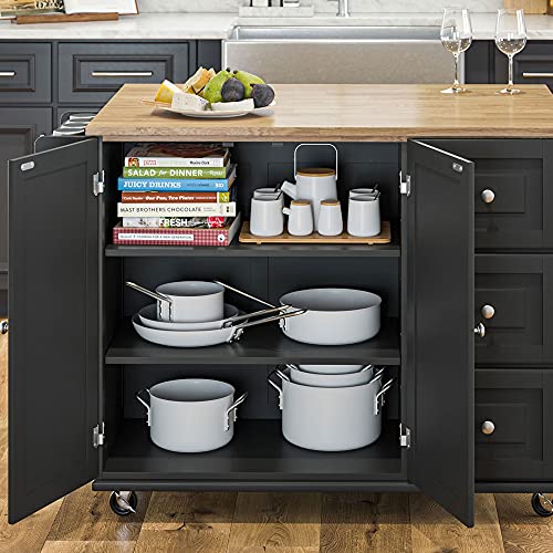 Homestyles Dolly Madison Off-White Mobile Kitchen Island Cart with Wood Drop Leaf Breakfast Bar