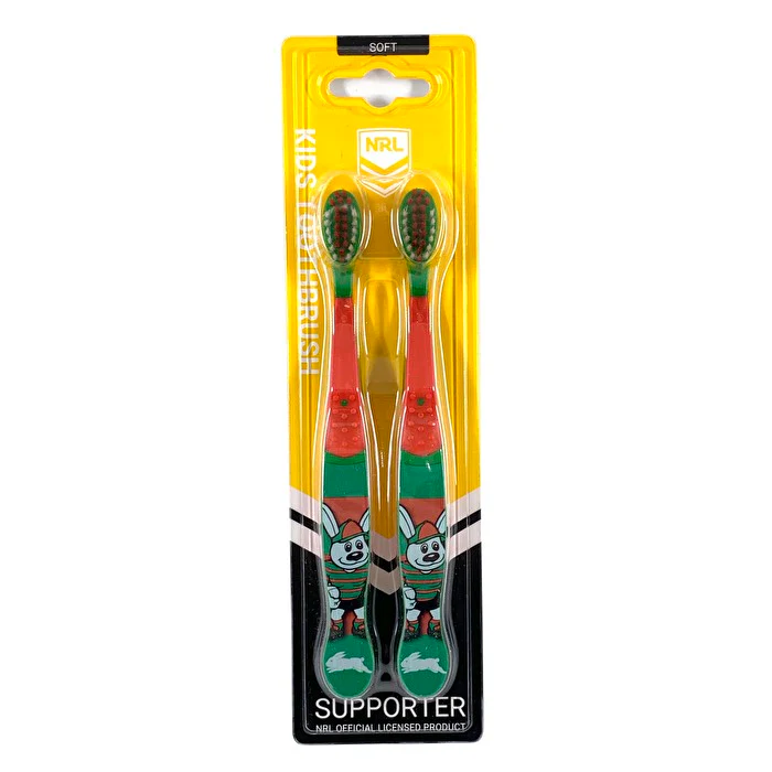 Nrl Mascot Kids Toothbrush - Rabbitohs South Sydney 2 Pack