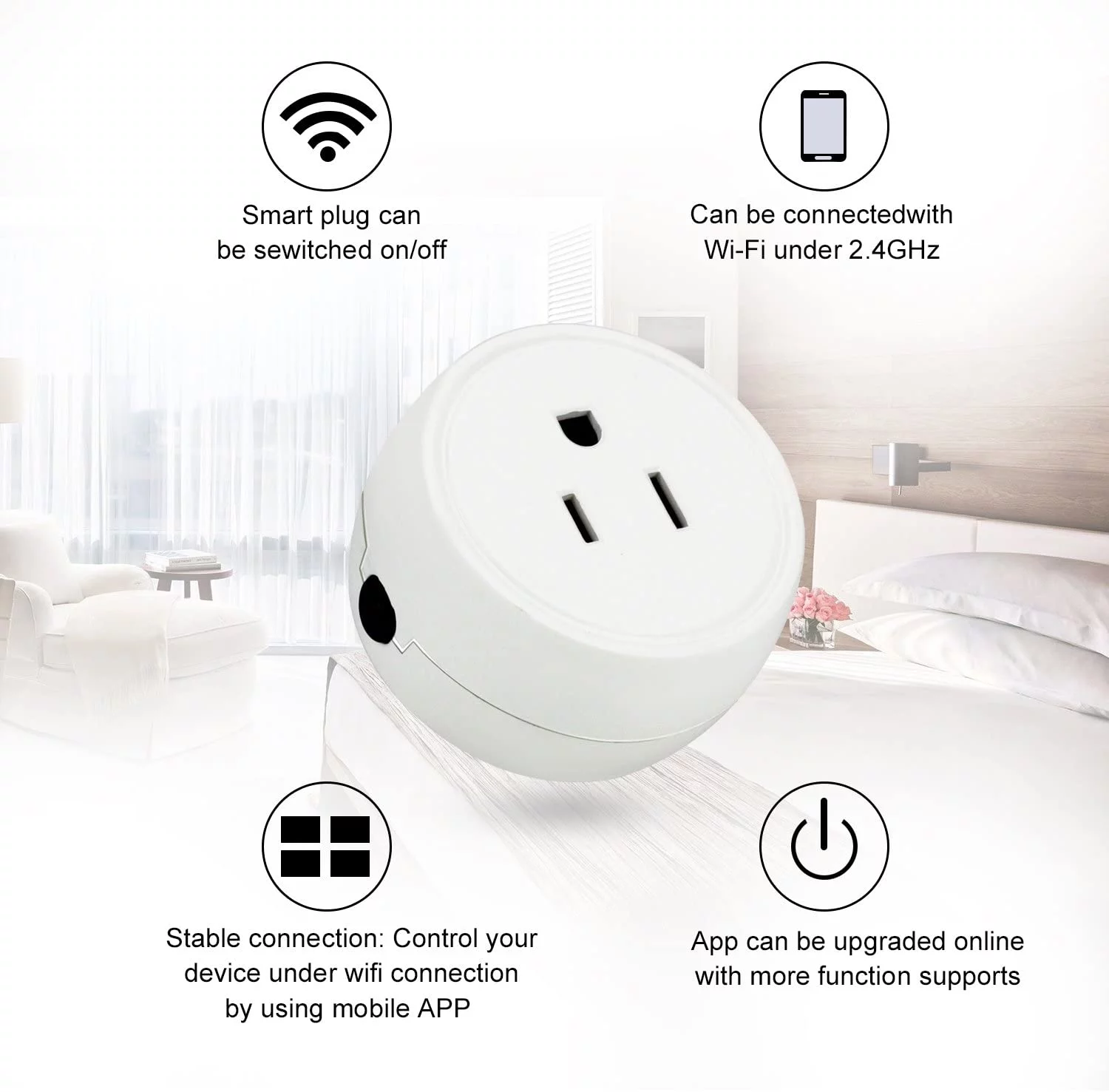 Mini Wifi Smart Plug Compatible with Alexa, Google Home, Smart Home Devices to Control Your Appliance from Anywhere, no Hub Required, Wifi Smart Socket (V06 1 Pack)