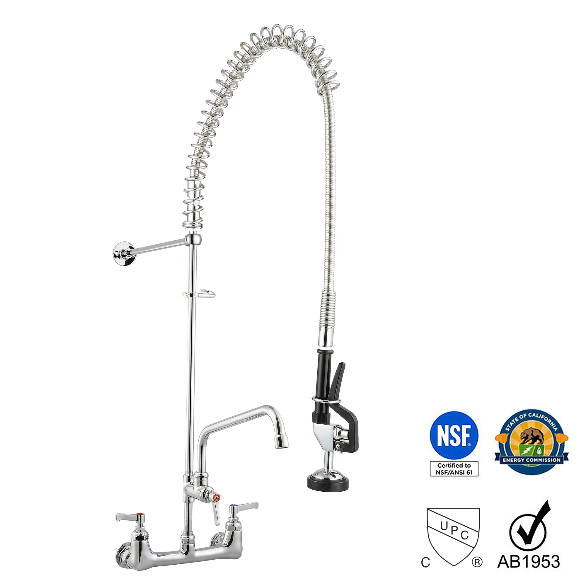 Aquaterior Pull Down Commercial Kitchen Faucet Pre-Rinse Chromed w/ 12
