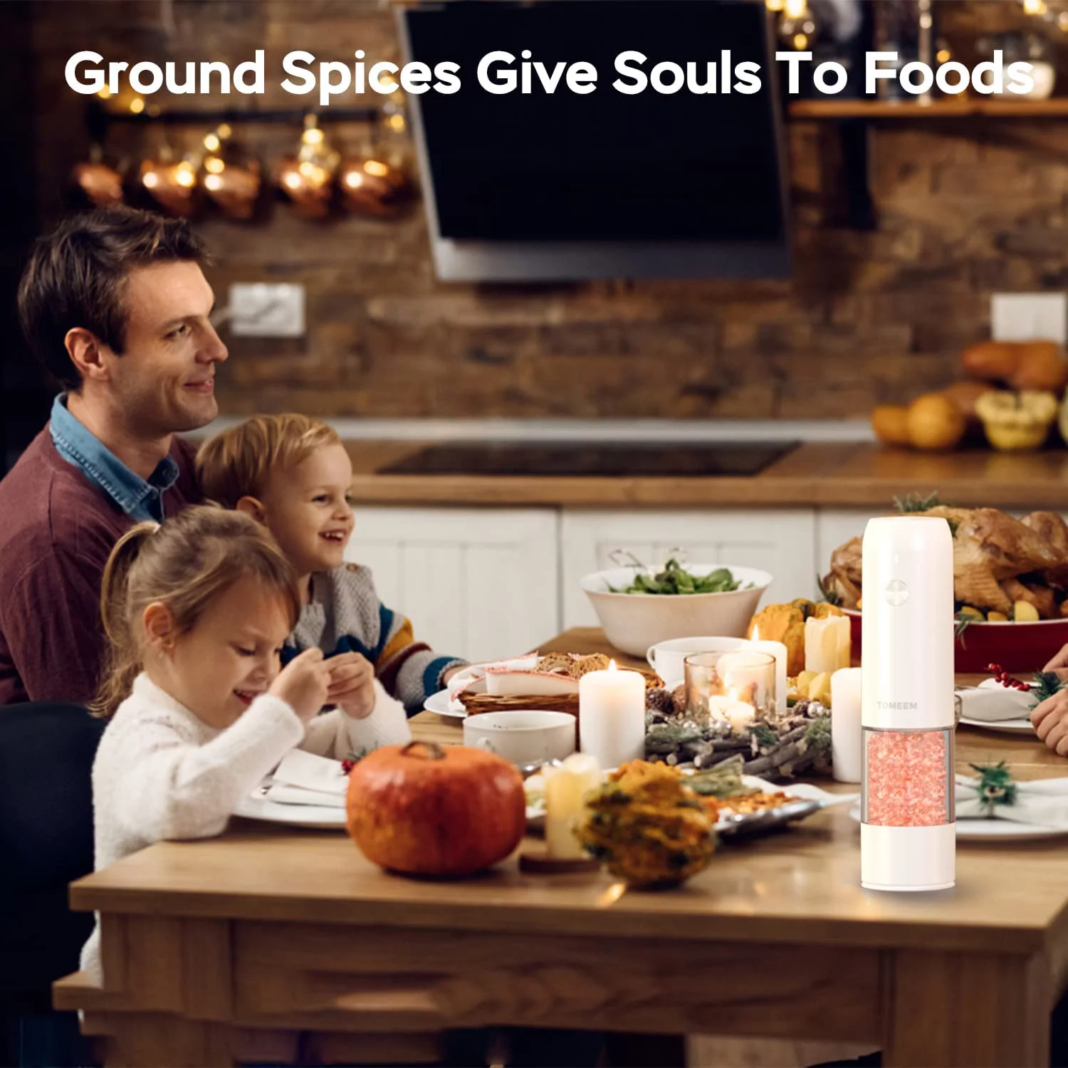 Tomeem Electric Salt and Pepper Grinder Set Rechargeable with 6-Level Adjustable Coarseness LED Light Upgraded Larger Capacity 46g