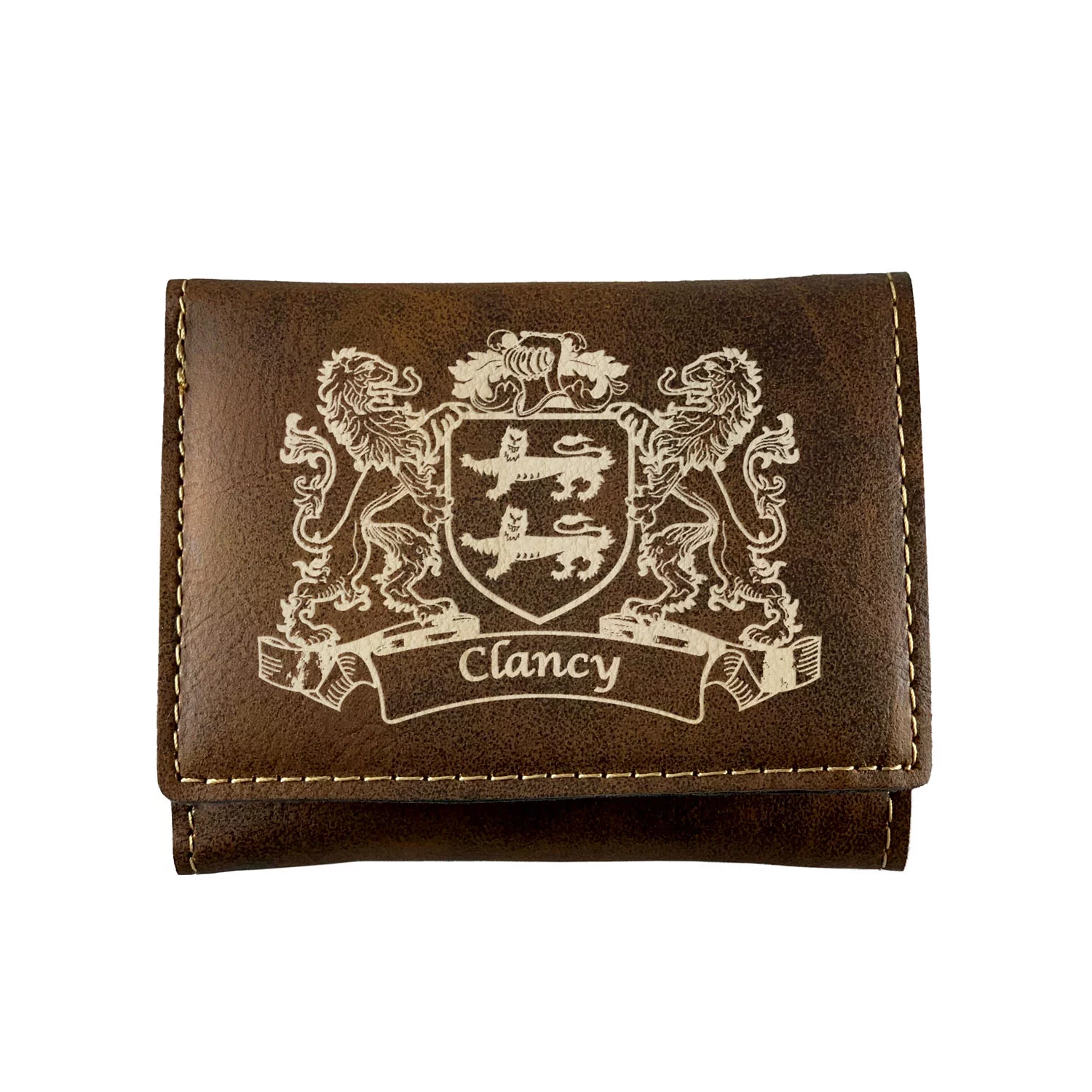 Clancy Irish Coat of Arms Rustic Leather Wallet