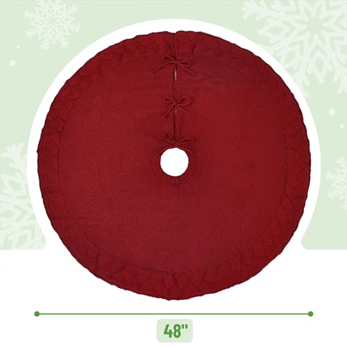 Mr. Pen- Christmas Tree Skirt 48 inches, Knitted Christmas Skirt Tree, Xmas Tree Skirt