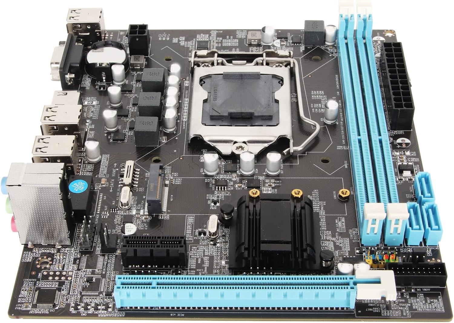 Micro ATX Motherboard, LGA 1155 CPU Slot, Dual Channel DDR3, M.2 NVMe NGFF, HD VGA Output, 3 Phase Power