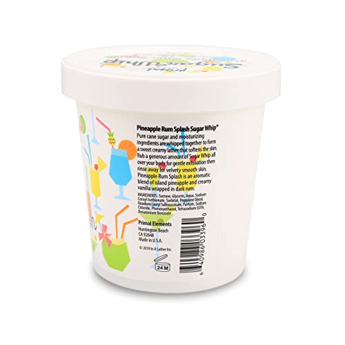 Primal Elements Sugar Scrub, Exfoliating Sugar Whip, Face and Body Cleanser, Moisturizer, Gingerbread, 10 oz Package