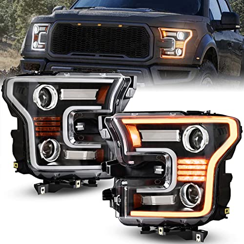 KEWISAUTO Full LED Headlights for F150 2015 2016 2017, DOT Approved LED Projector Head Lamps with Switchback DRL Dynamic Animation Sequential Turn Signal for Ford F-150 2015-2017 - 2PCS