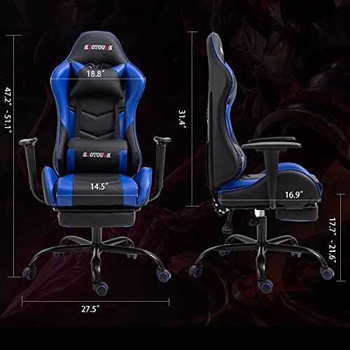 Massage Gaming Chair w/Footrest, Ergonomic High Back PC Chair w/Headrest and Lumbar, PU Swivel Home Desk Office Chair, Black