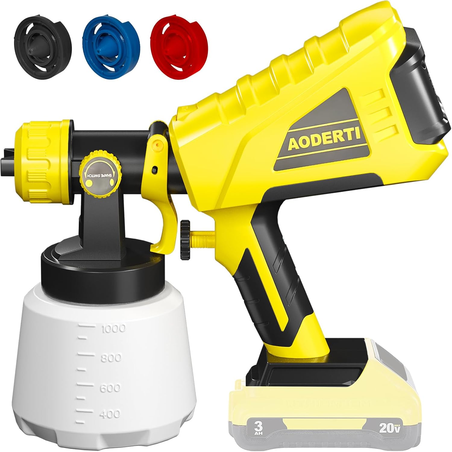 Cordless Paint Sprayer for DEWALT 20V Max Battery,HVLP Electric Tools Spray Gun,Paint Sprayers Home Interior and Exterior/Furniture/Cabinets/Walls/Fence/Ceiling (Battery NOT Included),YELLOW