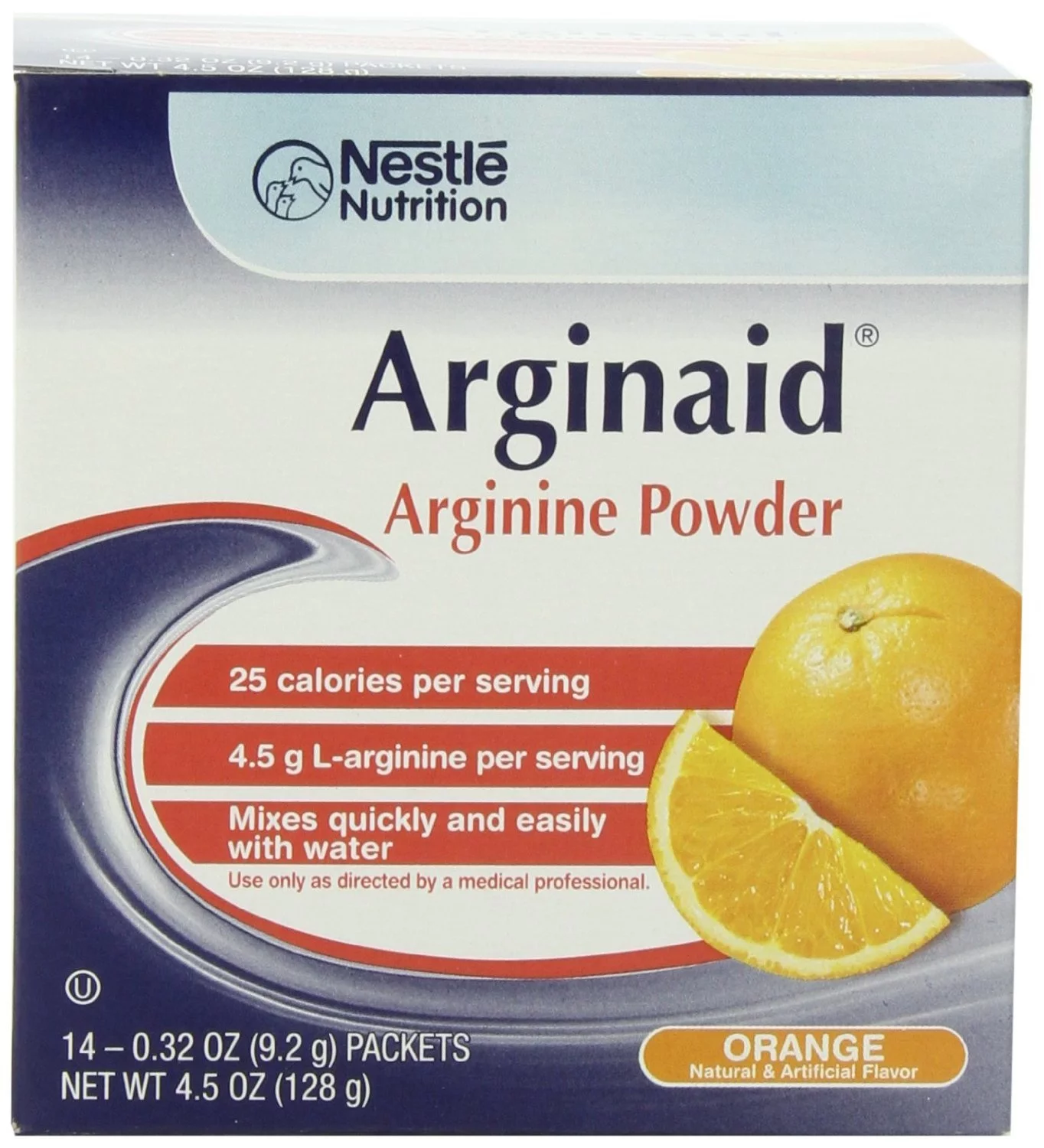 Nestle Nutrition 35983000 Arginaid Arginine Powder Orange, 0.32 oz. (9.2g) (Box of 14)