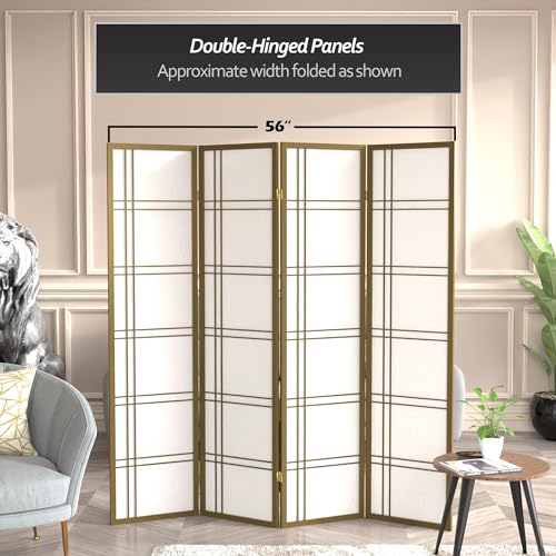 Red Lantern 6 ft. Tall Double Cross Shoji Screen-Grey-3 Panels Room Divider