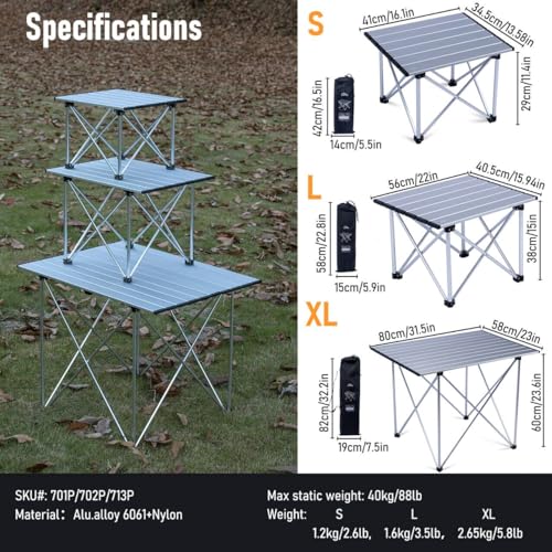 iClimb Ultralight Compact Camping Folding Table with Carry Bag (Blue - S)