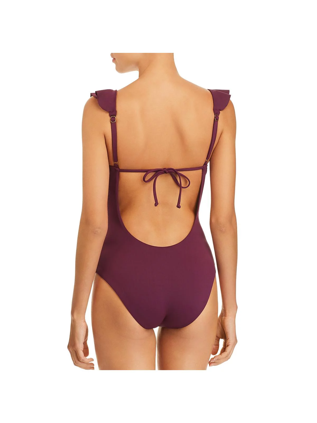 Becca by Rebecca Virtue Womens Socialite Ruffle Plunging One-Piece Swimsuit