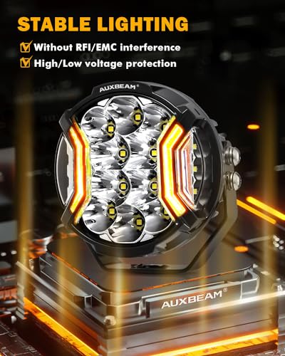 Auxbeam V-MAX Series 72W LED Pod Driving Lights, 4x2.5 Inch Rectangle Side Shooter Offroad Cube Spotlights with Amber DRL, 270° Combo Beam 6 Modes White/Amber/Yellow Auxiliary Lights with Covers