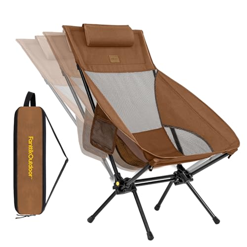 FanttikOutdoor Zeta L8 Max Camping Chair, Portable & Lightweight, Multi-Angle Adjustable, Supports up to 250 lbs, Comfort-Driven Design, High Strength Camping Chair for Travel, Hiking, Fishing (Brown)