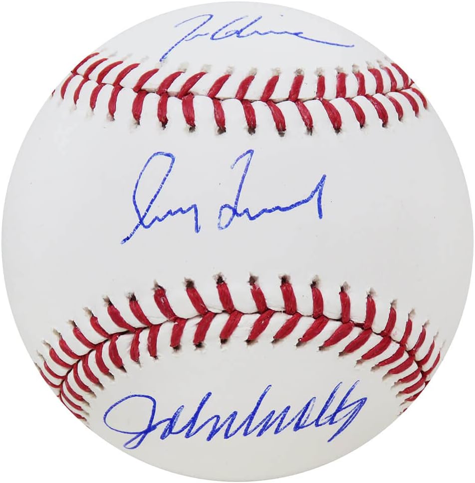 Greg Maddux, John Smoltz & Tom Glavine Triple Signed Authentic Official M.L.B Baseball - Schwartz Authenticated
