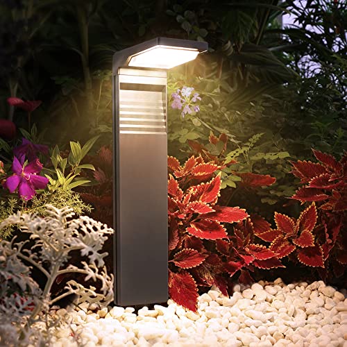 Solar Pathway Lights 4 Pack with Warm White and Cool White Mode, Modern Solar Path Lights Outdoor Waterproof, Perfect Solar Lights for Backyard, Lawn, Driveway, Walkway, Garden Decorative.