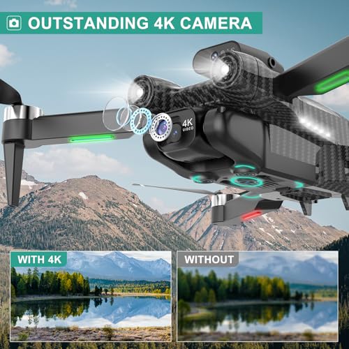 4K Camera Drone for Kids 8-12 & Adults - Beginner-Friendly Mini Drone with Emergency Stop, 360° Flips, Carrying Case & 2 Batteries, Headless Mode,RC Quadcopter Toys for Boys Girls Age 6-14