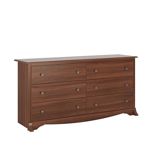 Prepac Double Drawer Dresser and Three Drawer Nightstand Rustic White Bedroom Collection