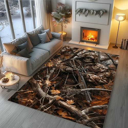 Deer Hunting Rug Deer Hunting Rugs Whitetail Deer Hunting Season Rug camo Bear Carpet Rustic Carpet Cabin Rug for Living Room Bedroom Home Decor 3x5 4x5 5x7 5x8 5,2x9 ft 288