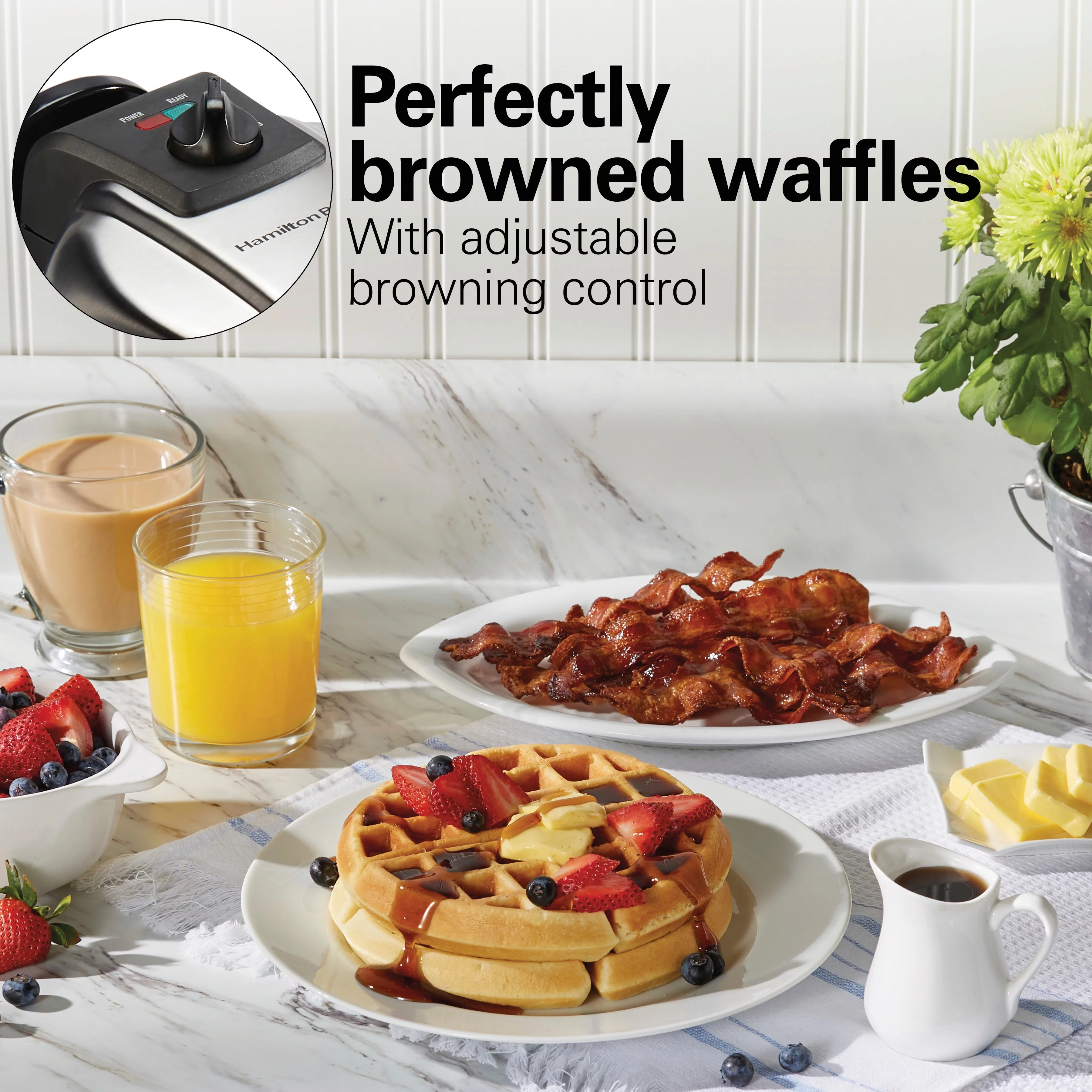 Hamilton Beach Flip Belgian Waffle Maker with Removable Durathon Non-Stick Plates, Black, 26133