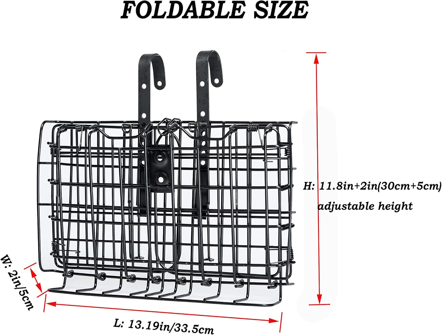 Folding Front Bicycle Basket Steel Black