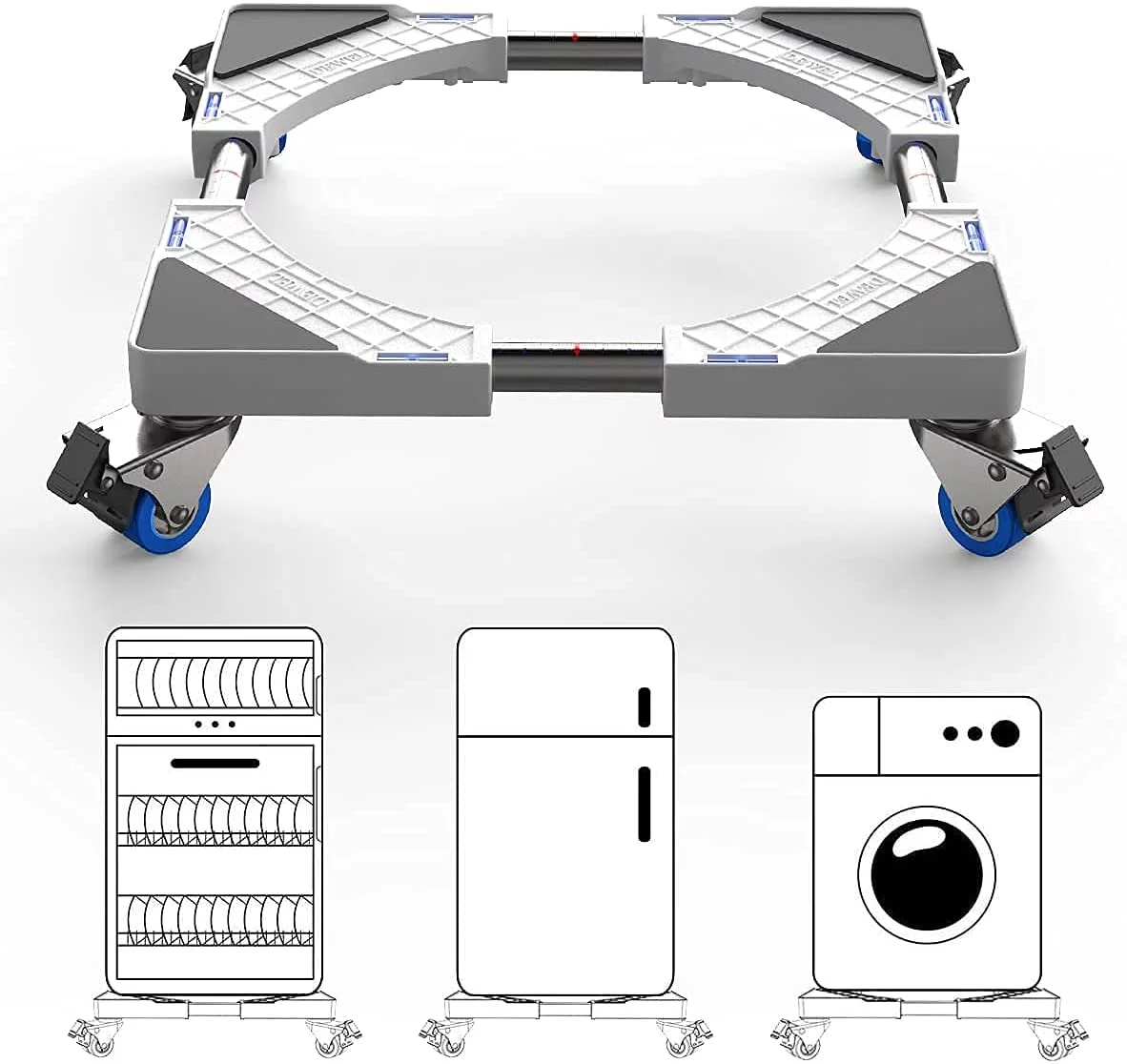 SEISSO Mini Fridge Stand-Adjustable Multi-functional Base Stand 4 Heavy Duty Feet Increase 3.5-4.7inch Height for Washing Machine Fridge, Upright freezers, Dryer Appliances,Max Load 660 LB